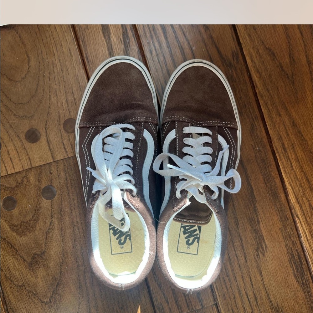 Vans Brown and White Classic Sneakers